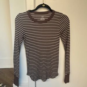 Long Sleeve Striped Waffle Tee